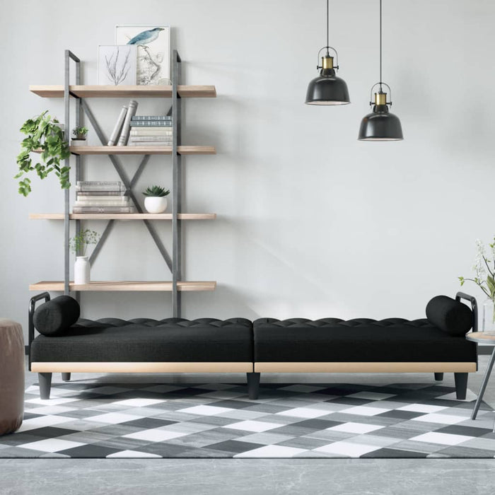 Sofa Bed With Armrests Black Fabric Tpoktk