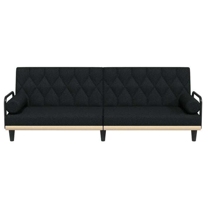 Sofa Bed With Armrests Black Fabric Tpoktk