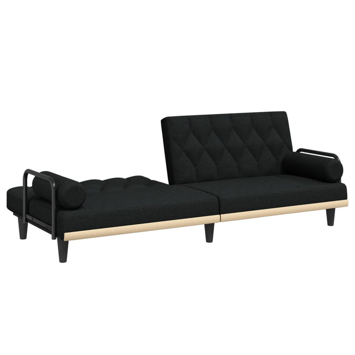 Sofa Bed With Armrests Black Fabric Tpoktk