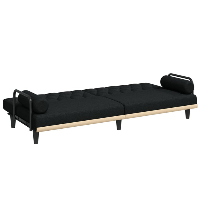 Sofa Bed With Armrests Black Fabric Tpoktk