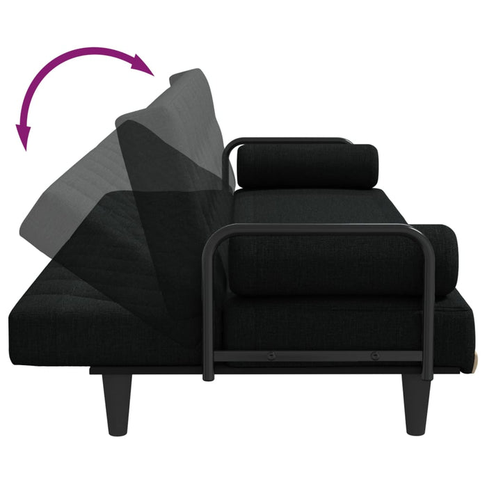 Sofa Bed With Armrests Black Fabric Tpoktk