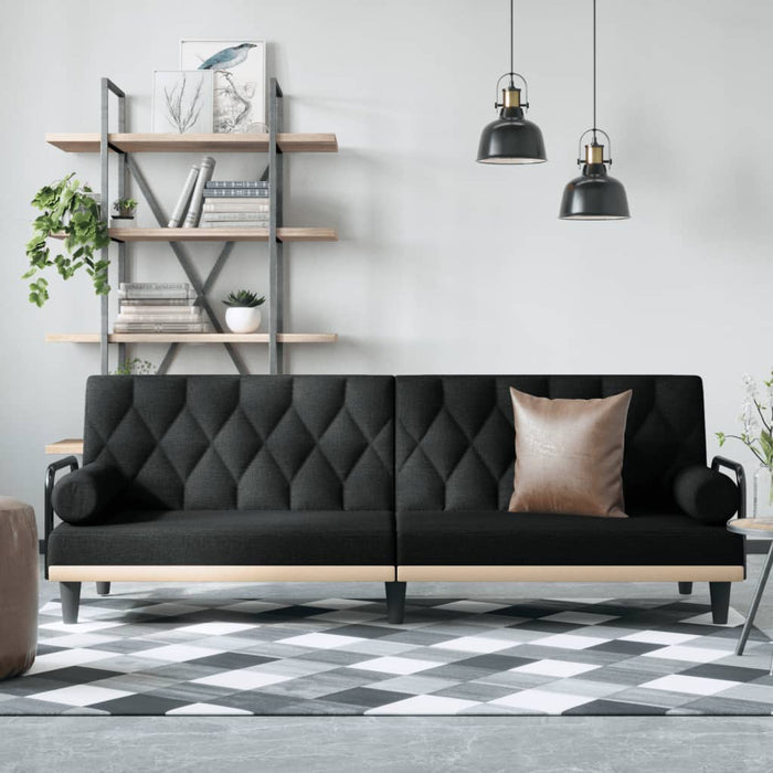 Sofa Bed With Armrests Black Fabric Tpoktk