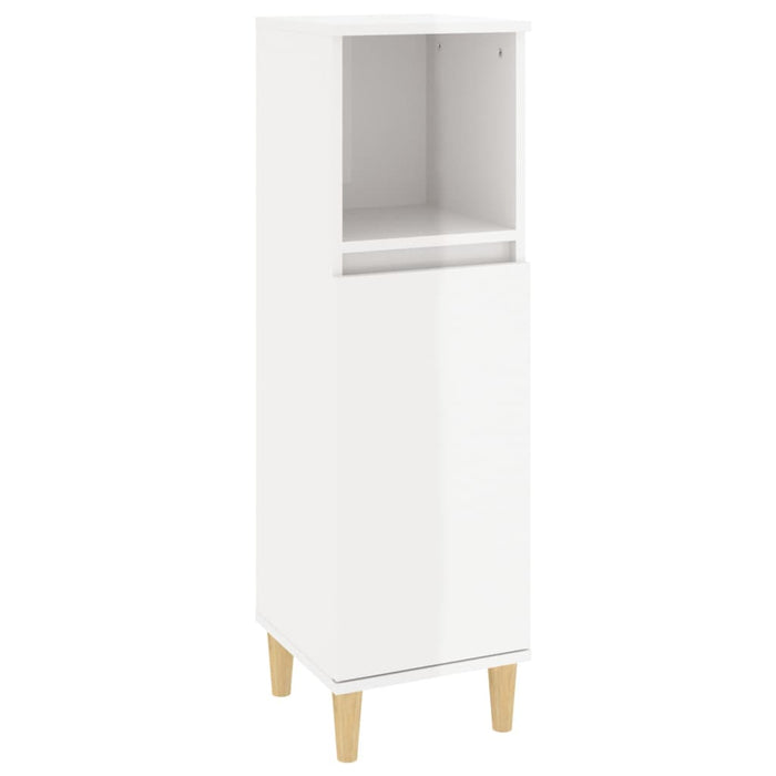 Bathroom Cabinet Glossy Look White 30X30X100 Cm Engineered Wood Noknbl