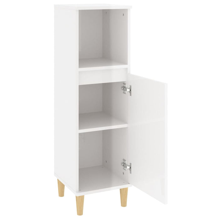 Bathroom Cabinet Glossy Look White 30X30X100 Cm Engineered Wood Noknbl