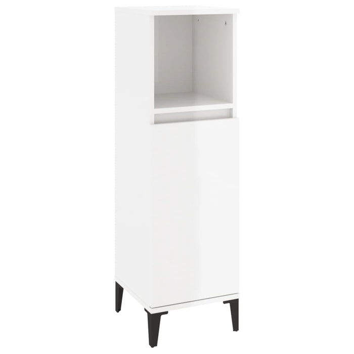 Bathroom Cabinet Glossy Look White 30X30X100 Cm Engineered Wood Noknoa