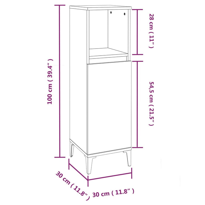 Bathroom Cabinet Glossy Look White 30X30X100 Cm Engineered Wood Noknoa