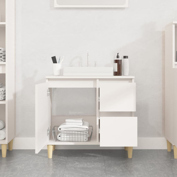 Bathroom Cabinet White 65X33X60 Cm Engineered Wood Noknxb