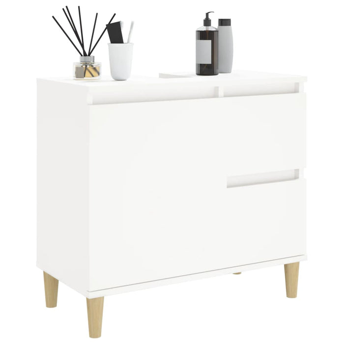 Bathroom Cabinet White 65X33X60 Cm Engineered Wood Noknxb