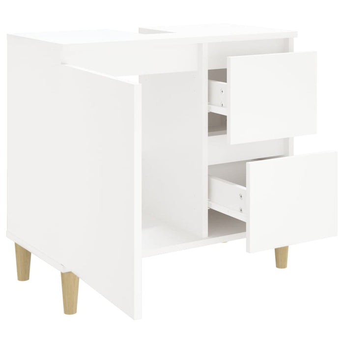 Bathroom Cabinet White 65X33X60 Cm Engineered Wood Noknxb