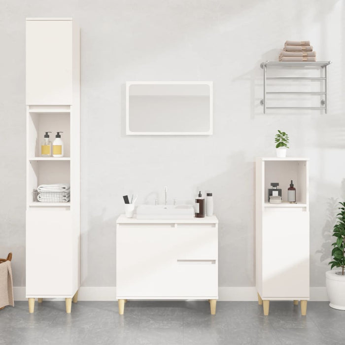 Bathroom Cabinet White 65X33X60 Cm Engineered Wood Noknxb