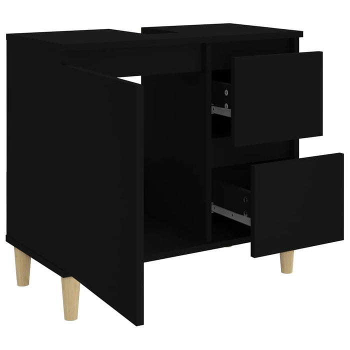 Bathroom Cabinet Black 65X33X60 Cm Engineered Wood Noknxo