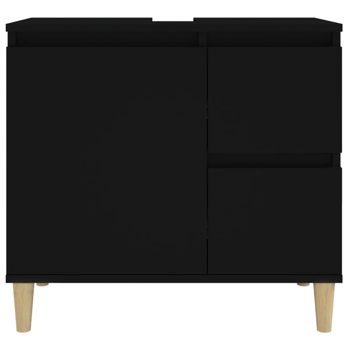 Bathroom Cabinet Black 65X33X60 Cm Engineered Wood Noknxo