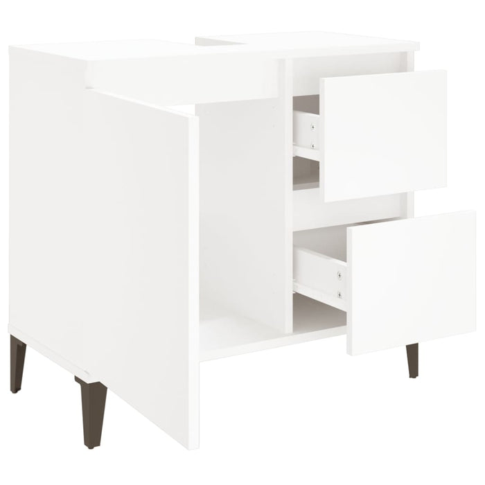 Bathroom Cabinet White 65X33X60 Cm Engineered Wood Noknxn