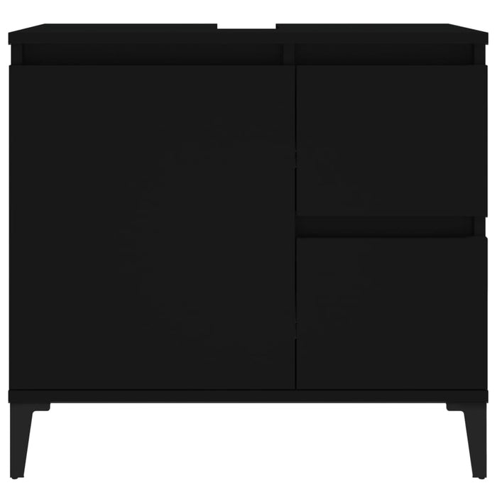 Bathroom Cabinet Black 65X33X60 Cm Engineered Wood Noknxk