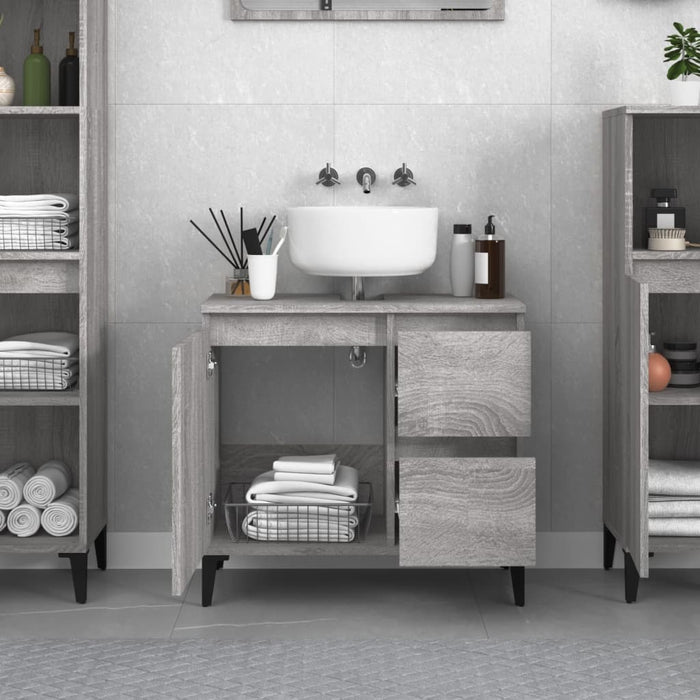 Bathroom Cabinet Grey Sonoma 65X33X60 Cm Engineered Wood Noknta