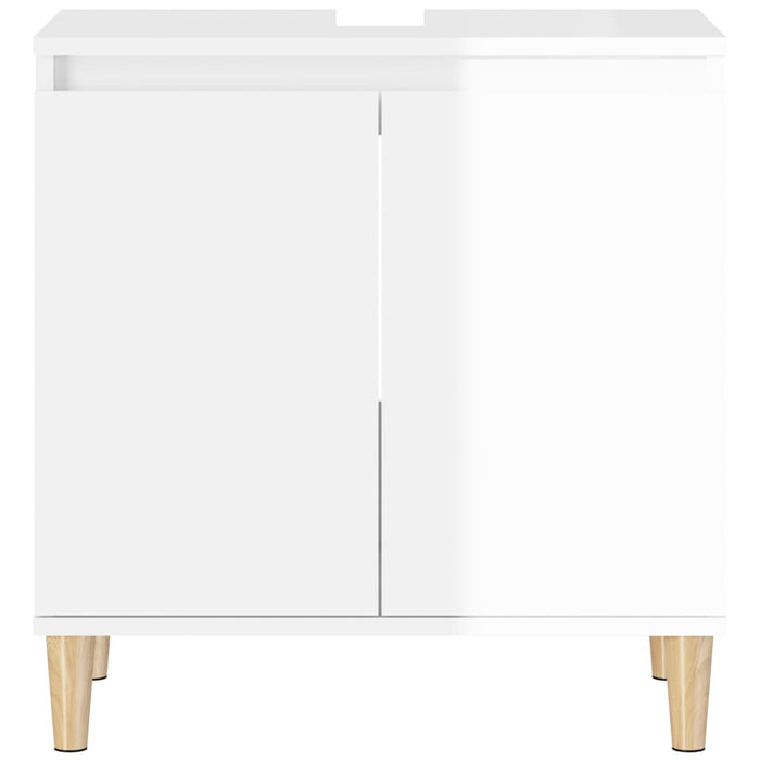 Sink Cabinet Glossy Look White 58X33X60 Cm Engineered Wood Nxoxpa