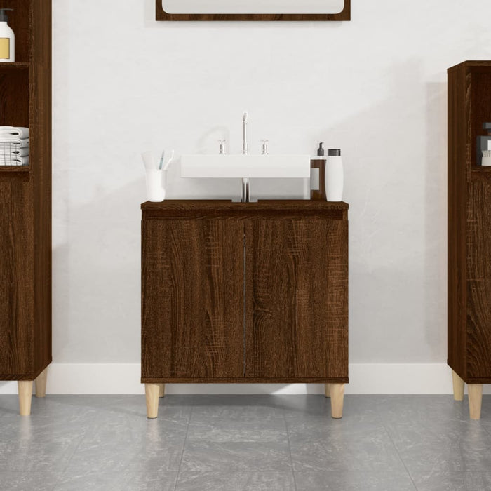 Sink Cabinet Brown Oak 58X33X60 Cm Engineered Wood Nxoxpk