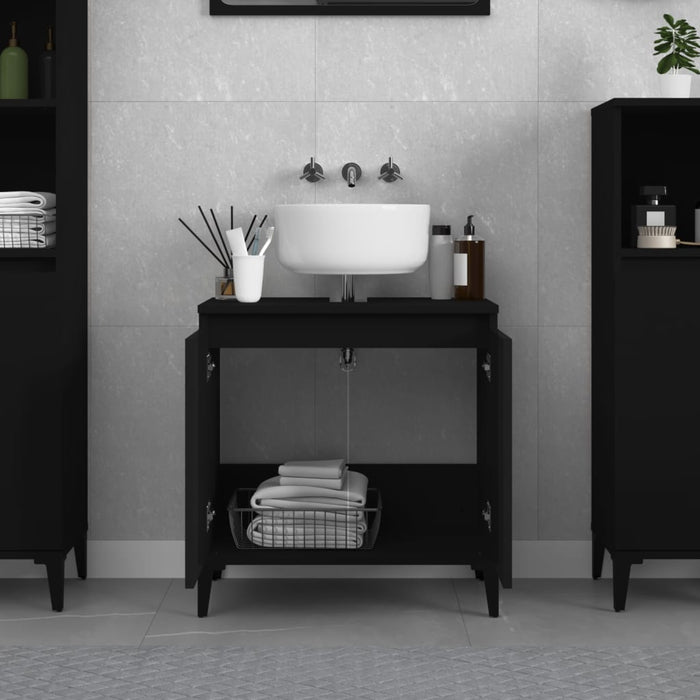 Sink Cabinet Black 58X33X60 Cm Engineered Wood Nxoxlo