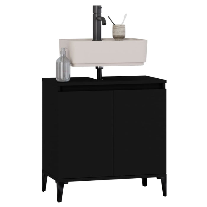 Sink Cabinet Black 58X33X60 Cm Engineered Wood Nxoxlo