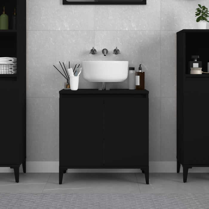 Sink Cabinet Black 58X33X60 Cm Engineered Wood Nxoxlo