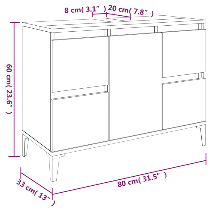 Sink Cabinet White 80X33X60 Cm Engineered Wood Nxoxil