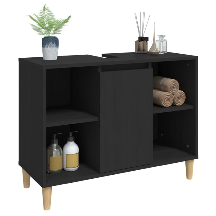 Sink Cabinet Black 80X33X60 Cm Engineered Wood Nxoxnp