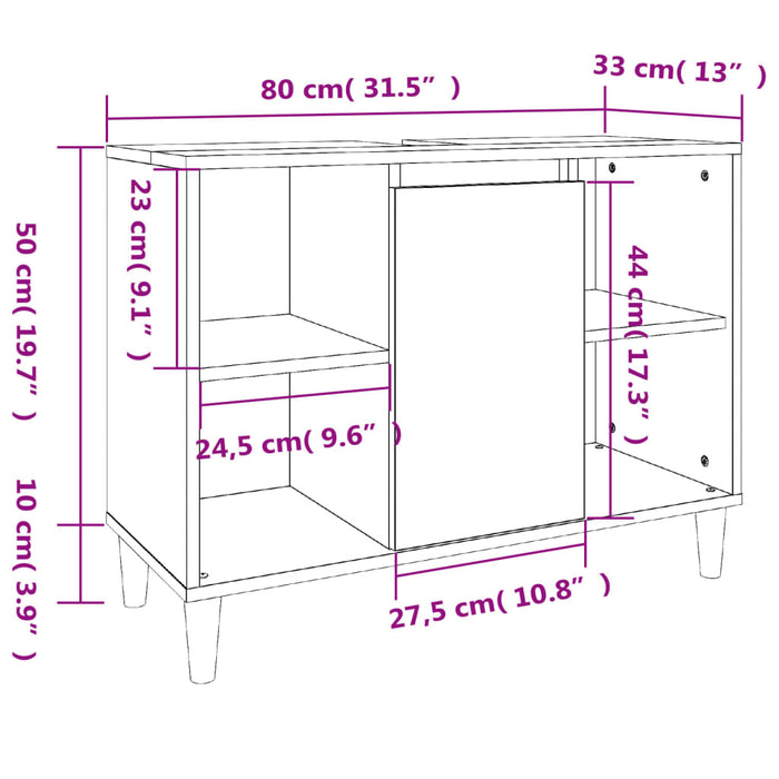 Sink Cabinet Black 80X33X60 Cm Engineered Wood Nxoxnp