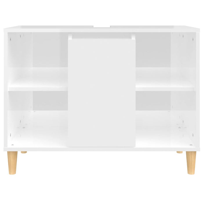 Sink Cabinet Glossy Look White 80X33X60 Cm Engineered Wood Nxoxnl