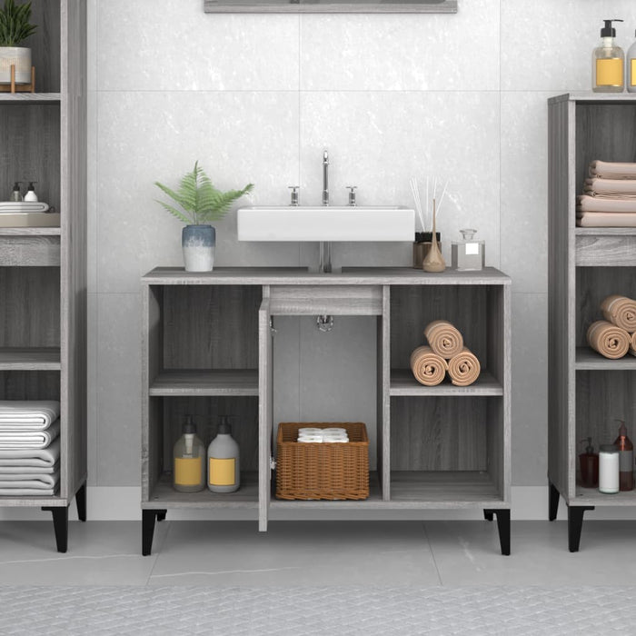 Sink Cabinet Grey Sonoma 80X33X60 Cm Engineered Wood Nxoxkn