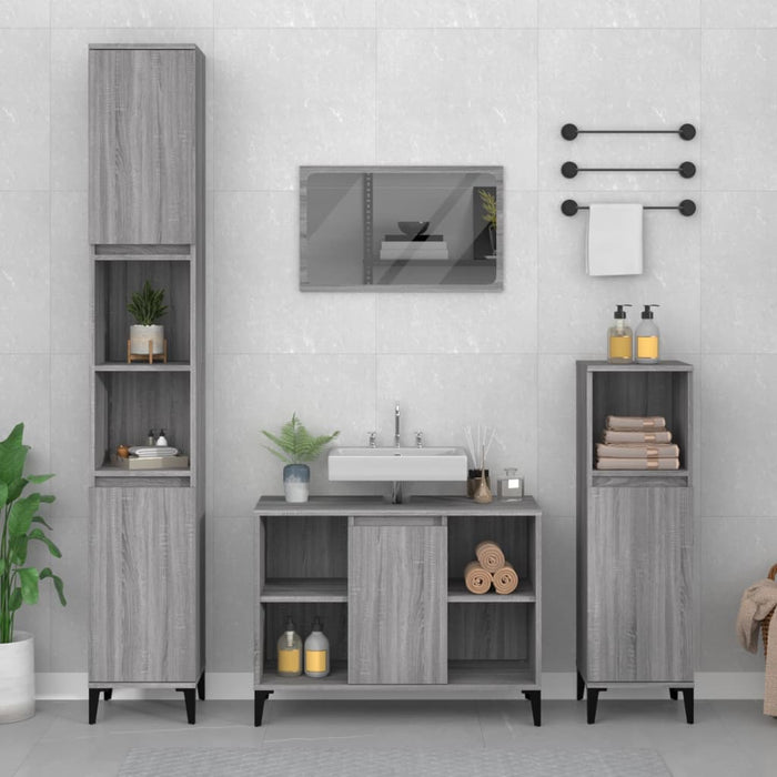 Sink Cabinet Grey Sonoma 80X33X60 Cm Engineered Wood Nxoxkn