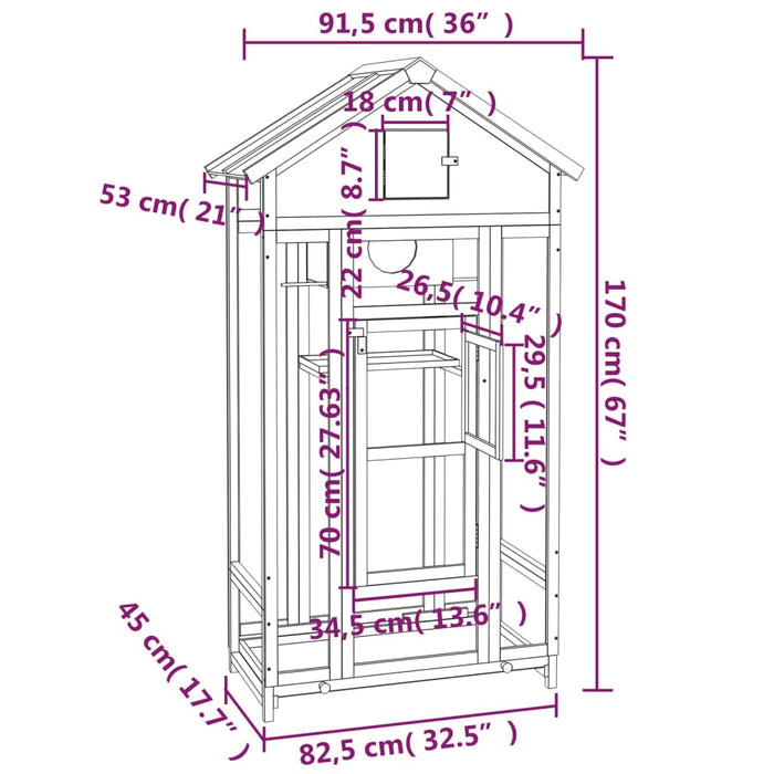 Bird House Grey 91.5X53X170 Cm Solid Wood Pine Oixxpt