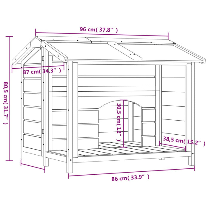 Dog Kennel Grey 96X87X80.5 Cm Solid Wood Pine Oixxlp