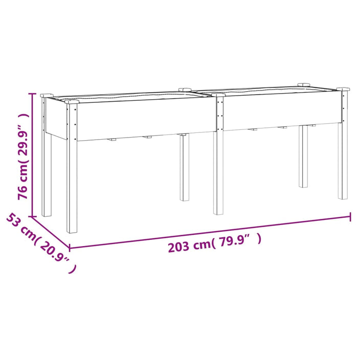 Planter With Liner 203X53X76 Cm Solid Wood Fir Tlaxtk