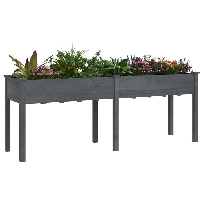 Planter With Liner Grey 203X53X76 Cm Solid Wood Fir Tlaxao