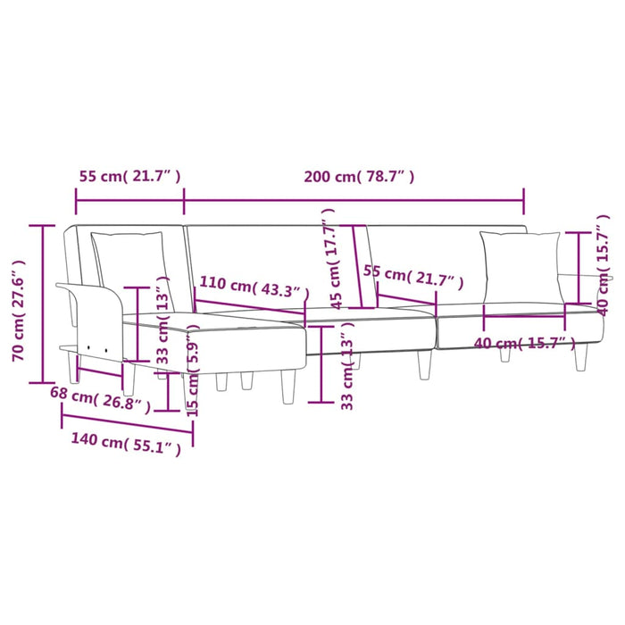 L-Shaped Sofa Bed Dark Grey 279X140X70 Cm Fabric Topixox