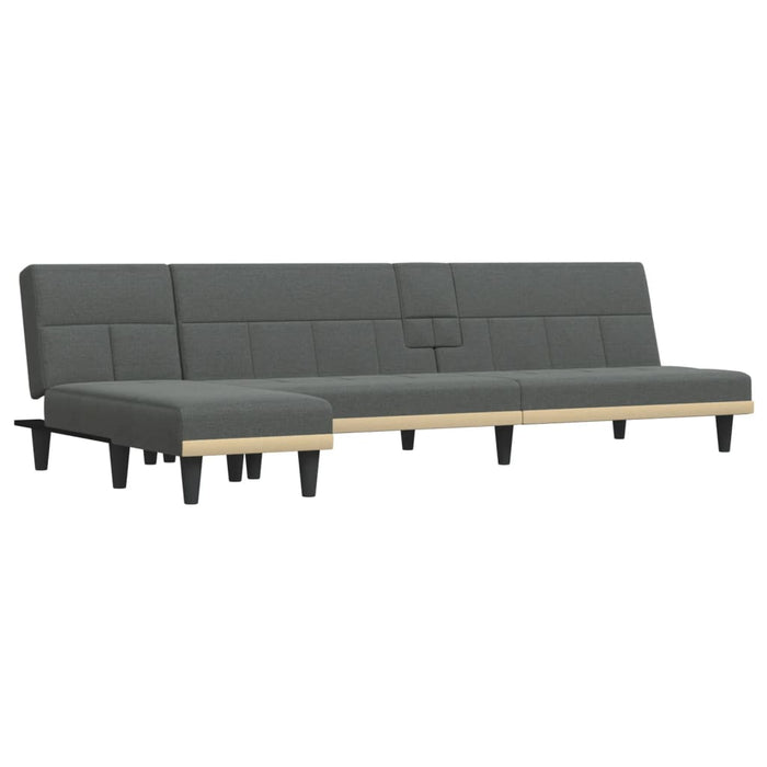 L-Shaped Sofa Bed Dark Grey 255X140X70 Cm Fabric Topixxi