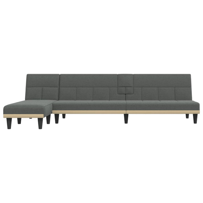 L-Shaped Sofa Bed Dark Grey 255X140X70 Cm Fabric Topixxi