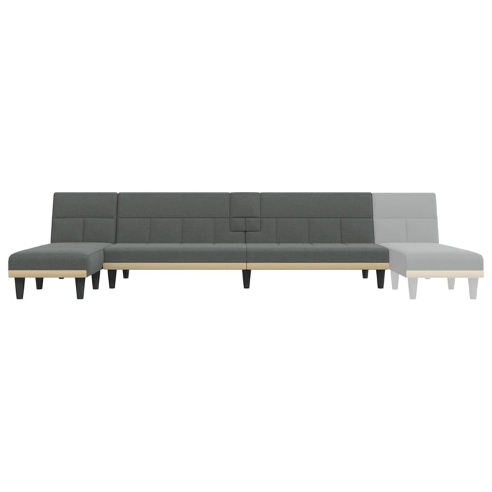 L-Shaped Sofa Bed Dark Grey 255X140X70 Cm Fabric Topixxi