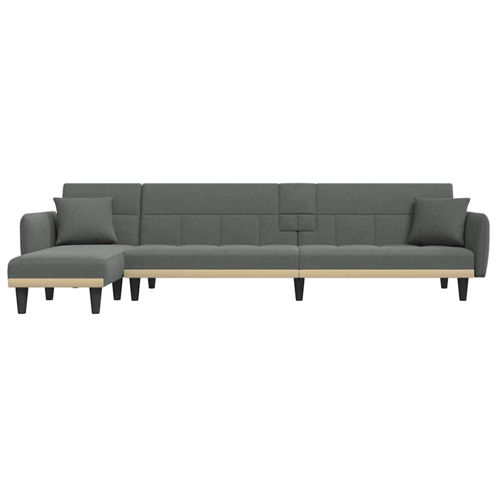 L-Shaped Sofa Bed Dark Grey 275X140X70 Cm Fabric Topixtb