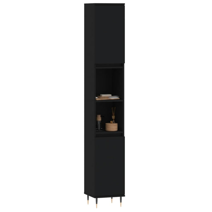 Bathroom Cabinet Black 30X30X190 Cm Engineered Wood Ntopxp