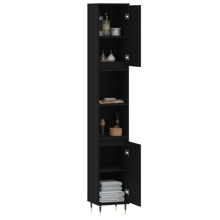 Bathroom Cabinet Black 30X30X190 Cm Engineered Wood Ntopxp