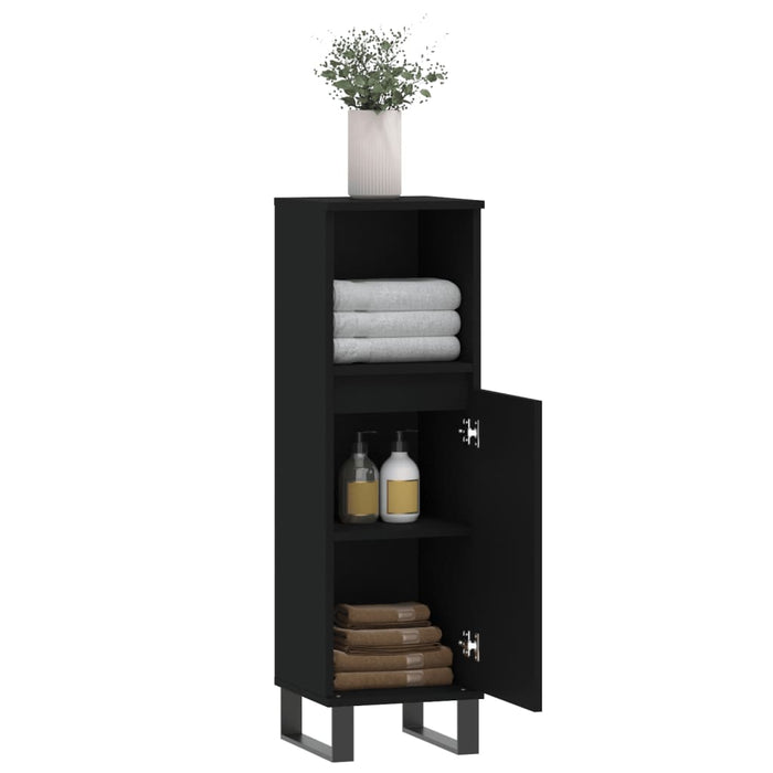 Bathroom Cabinet Black 30X30X100 Cm Engineered Wood Ntoplp