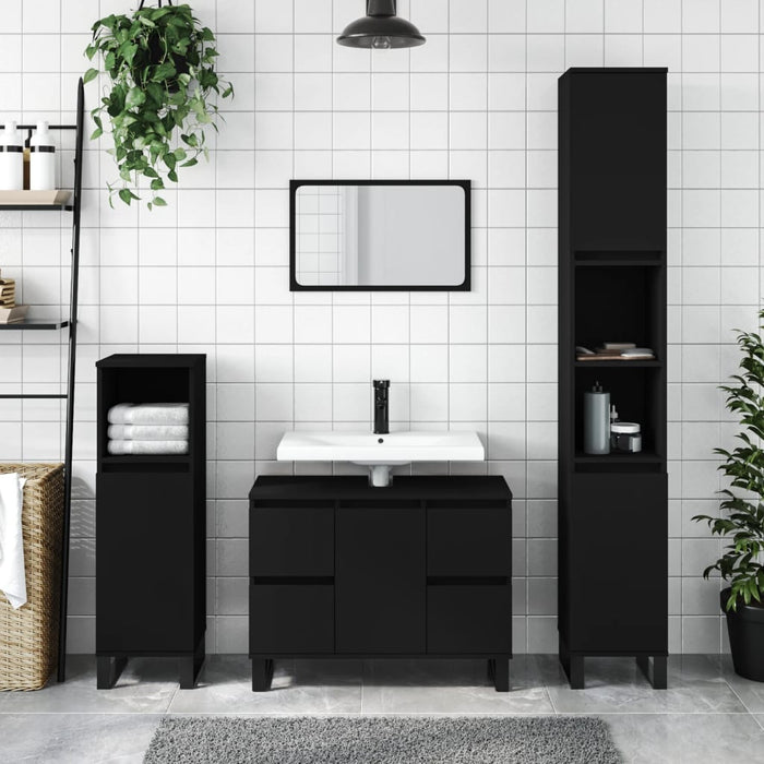 Bathroom Cabinet Black 30X30X100 Cm Engineered Wood Ntoplp