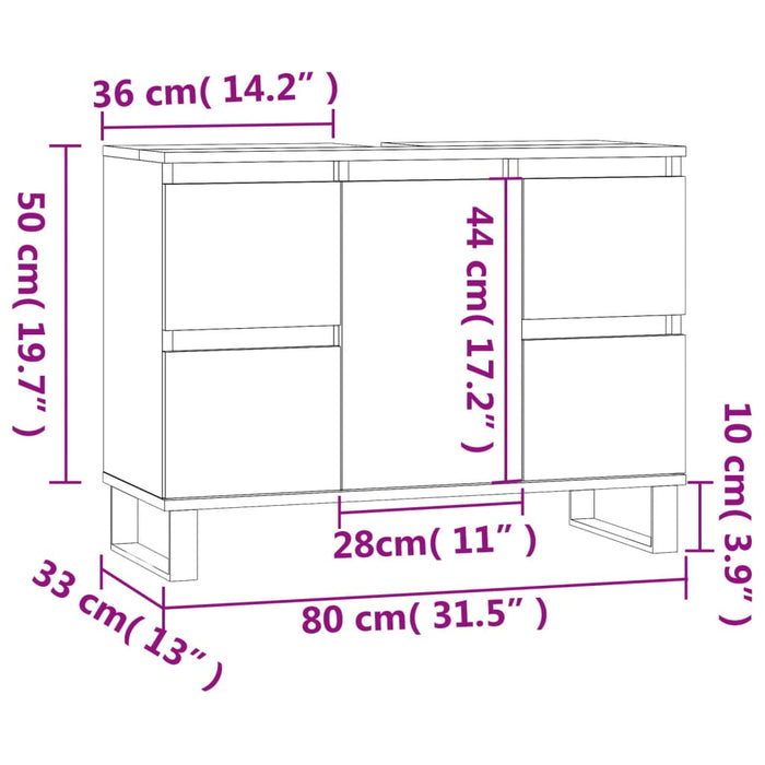 Bathroom Cabinet Black 80X33X60 Cm Engineered Wood Ntollo