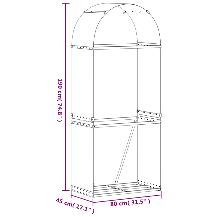 Log Holder Light Grey 80X45X190 Cm Galvanised Steel Tlappb