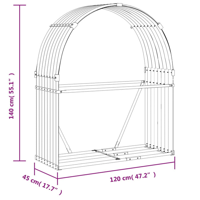 Log Holder Light Grey 120X45X140 Cm Galvanised Steel Tlappo