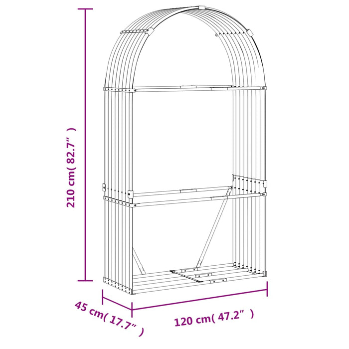 Log Holder Anthracite 120X45X210 Cm Galvanised Steel Tlaplx