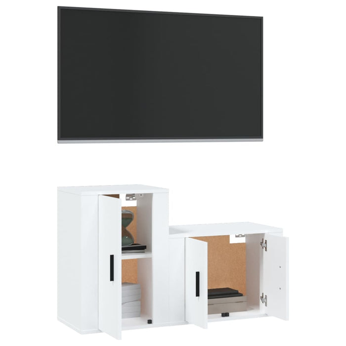 2 Piece Tv Cabinet Set White Engineered Wood Tonntkb