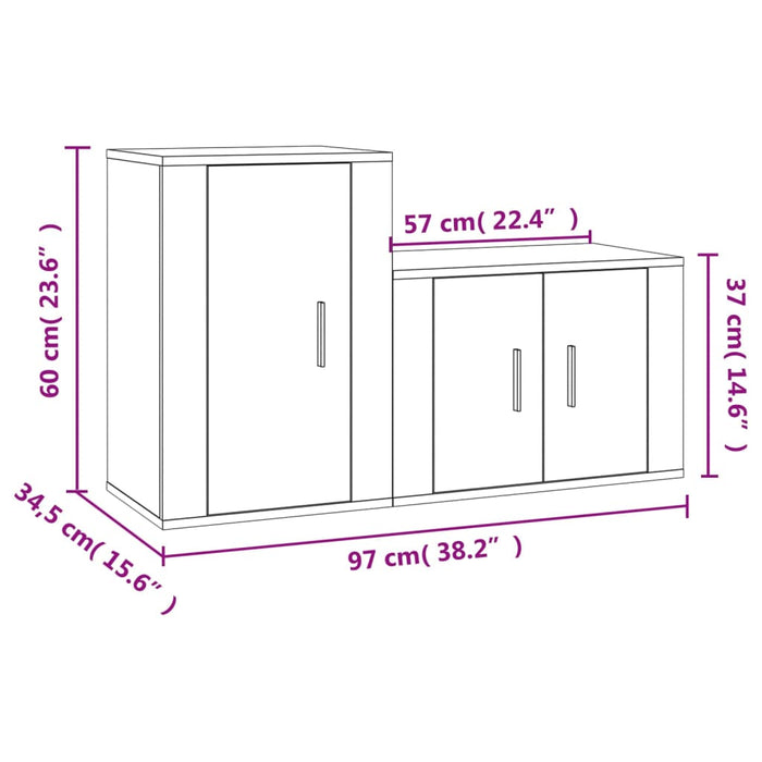 2 Piece Tv Cabinet Set White Engineered Wood Tonntkb