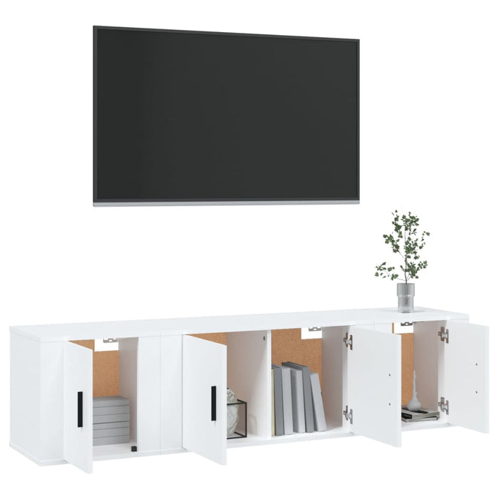 3 Piece Tv Cabinet Set White Engineered Wood Tonntkn